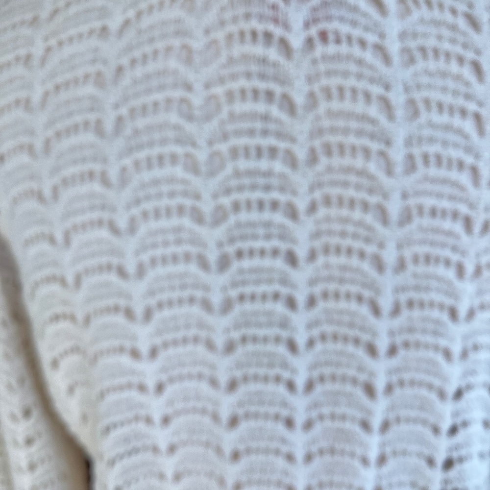 Shrug - Button UP Cropped Cotton Eyelet Knit - Off White - Size Medium NWOT - Picture 5 of 7